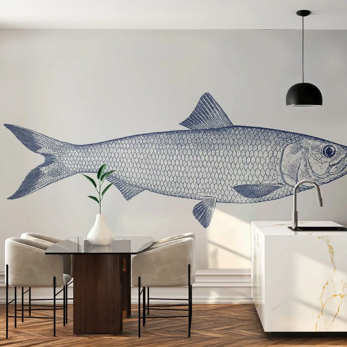 Fototapeta Samoprzylepna Deluxe Sticker - Pozdrowienia z północnych mórz - Ryba, Zwierzę Morskie, Styl Nadmorski - 250x175 cm