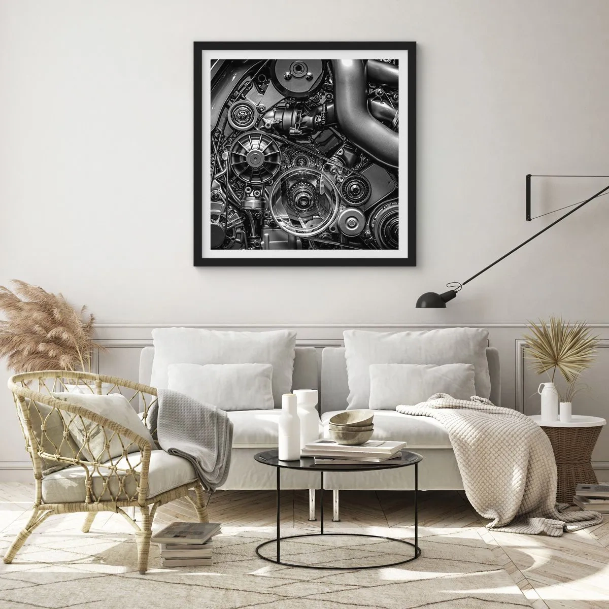 Plakat w czarnej ramie - Poezja mechaniki - 40x40 cm