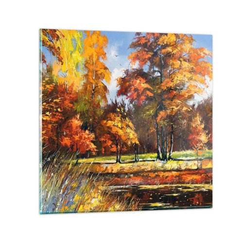 Obraz na szkle - Pejzaż w złocie i brązie - 40x40 cm