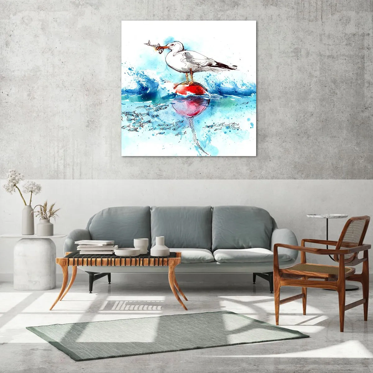 Obraz na szkle - Udany połów - 70x70 cm