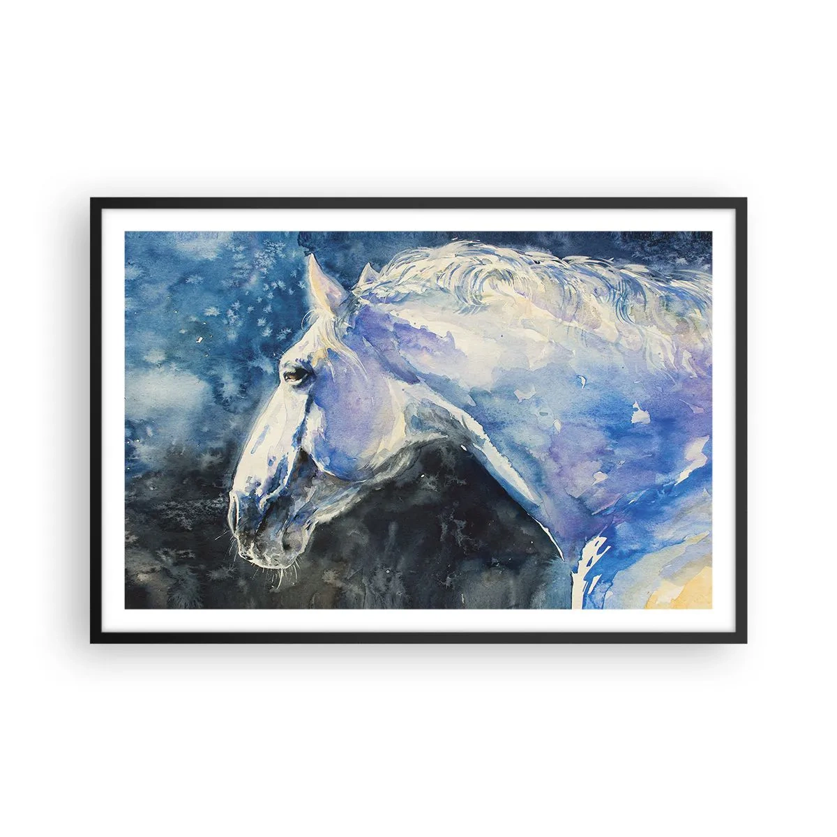 Plakat w czarnej ramie - Portret w błękitnej poświacie - 91x61 cm