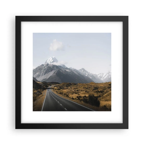 Plakat w czarnej ramie - Droga do serca gór - 30x30 cm