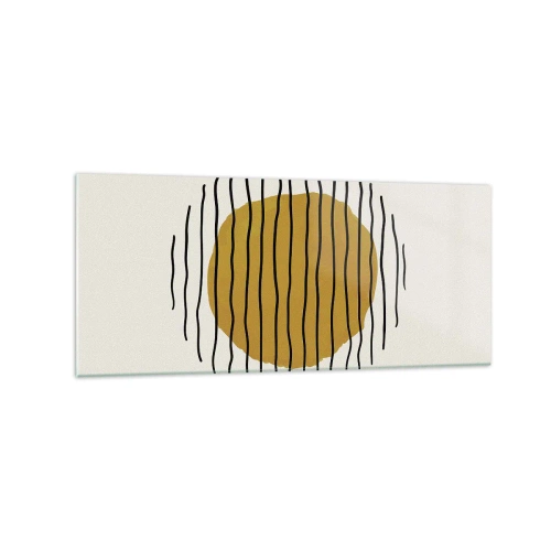 Obraz na szkle - Minimalistyczny motyw z żółtym kołem i czarnymi liniami - 120x50cm - Abstrakcja drżąca od żaru - Nowoczesna dekoracja ścienna do salonu i sypialni ARTTOR