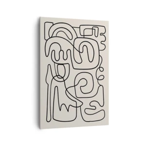 Obraz na płótnie - Abstrakcyjny wzór line art w czerni na jasnym tle - 70x100cm - Po śladzie - Nowoczesna dekoracja ścienna do salonu i sypialni ARTTOR