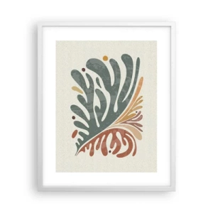 Plakat w białej ramie - Wielobarwny liść - 40x50 cm