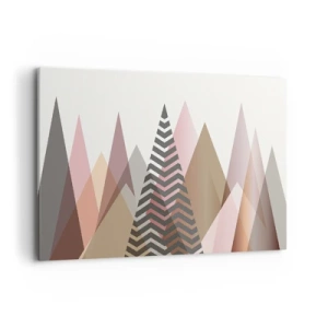 Obraz na płótnie - Kolorowe geometryczne góry w pastelowych odcieniach - 100x70cm - Piramidalny widok - Nowoczesna dekoracja ścienna do salonu, kuchni i sypialni ARTTOR