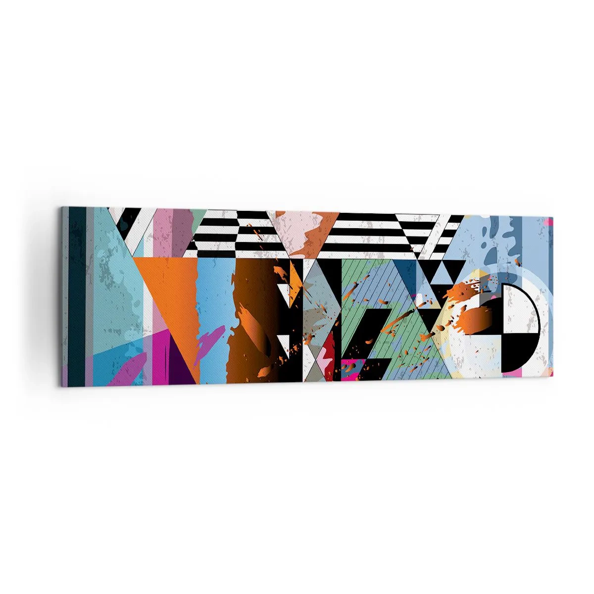 Obraz na płótnie - Abstrakcyjna kompozycja geometryczna z żywymi kolorami - 160x50cm - Geometrycznie i organicznie - Nowoczesna dekoracja ścienna do salonu i sypialni ARTTOR