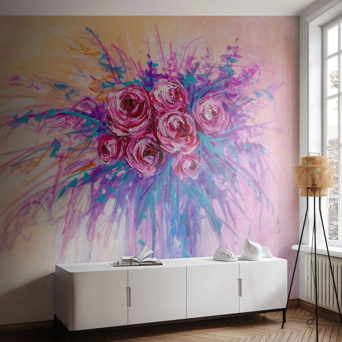 Fototapeta Samoprzylepna Deluxe Sticker - Różana fontanna - Kwiaty, Bukiet Kwiatów, Róża - 250x175 cm