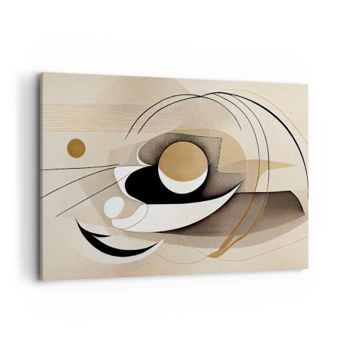 Obraz na płótnie - Abstrakcyjna kompozycja w odcieniach beżu i czerni - 100x70cm - Kompozycja: istota rzeczy - Nowoczesna dekoracja ścienna do salonu, kuchni i sypialni ARTTOR