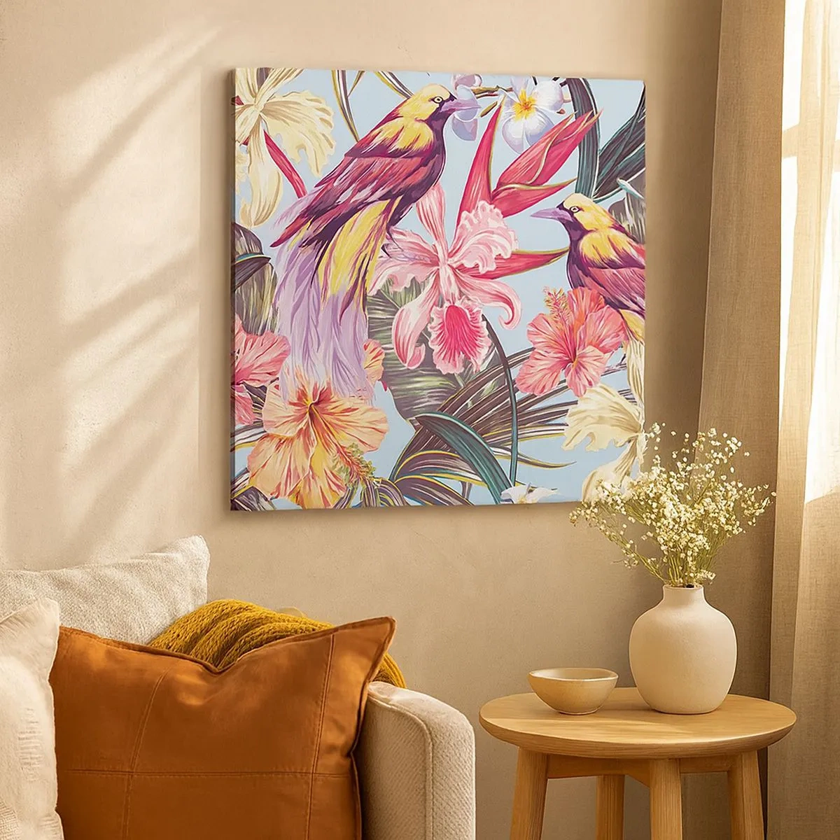 Obraz na płótnie - Płatki i piórka - 30x30 cm