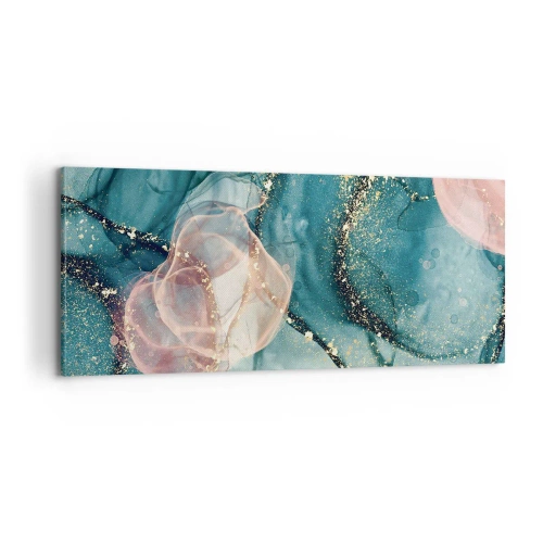 Obraz na płótnie - Jedwabny błękit, tiulowy róż - 100x40 cm