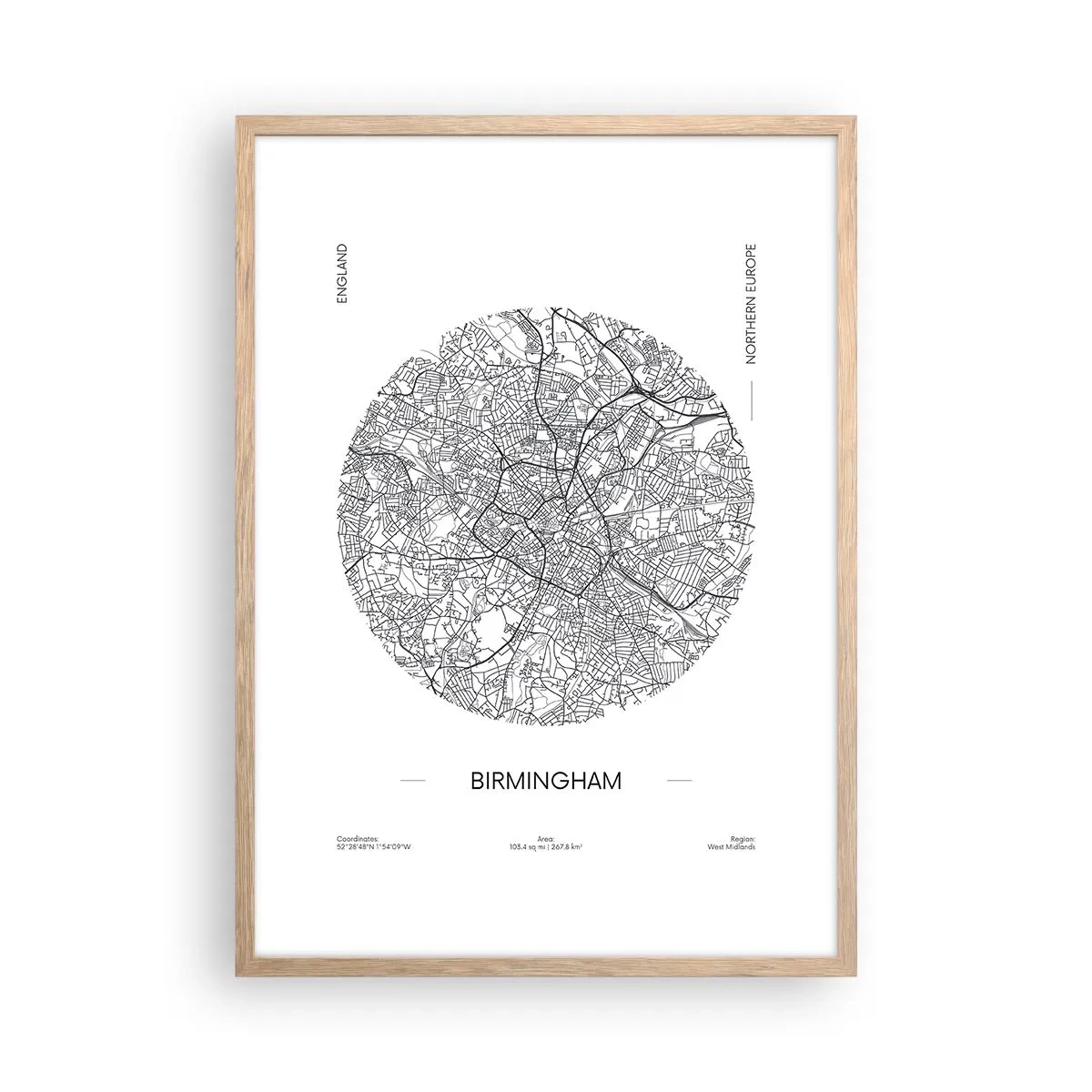 Plakat w ramie jasny dąb - Anatomia Birmingham - 50x70 cm