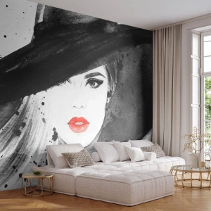 Fototapeta Premium Sand - Dama w czerni - Kobieta, Twarz Kobiety, Portret Kobiety - 350x256 cm