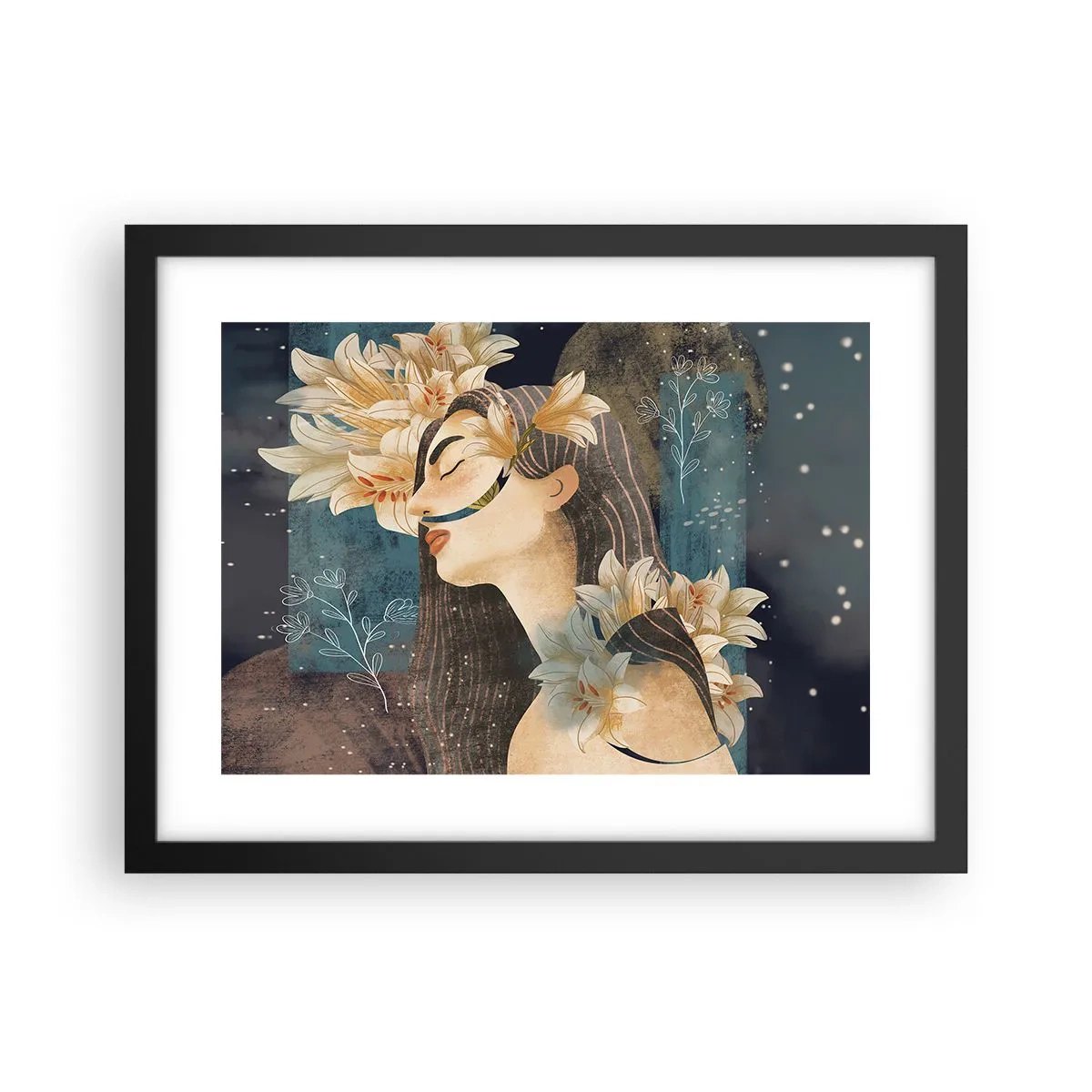 Plakat w czarnej ramie - Baśń o królewnie z liliami - 40x30 cm