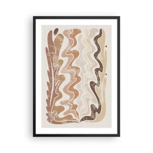 Plakat w czarnej ramie - Abstrakcyjna kompozycja w ciepłych odcieniach beżu - 50x70cm - Dobra energia – dobre emocje - Nowoczesna dekoracja ścienna do salonu i sypialni ARTTOR
