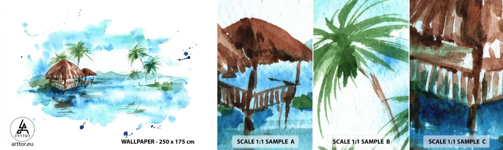 Fototapeta Próbka Standard Eco - Gdzieś na Pacyfiku - Krajobraz, Wyspa, Palmy - 100x30 cm
