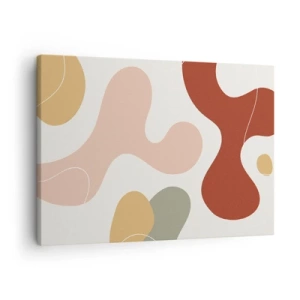 Obraz na płótnie - Abstrakcyjna kompozycja w pastelowych odcieniach z dynamicznymi kształtami - 70x50cm - Esy czy floresy? - Nowoczesna dekoracja ścienna do salonu i sypialni ARTTOR