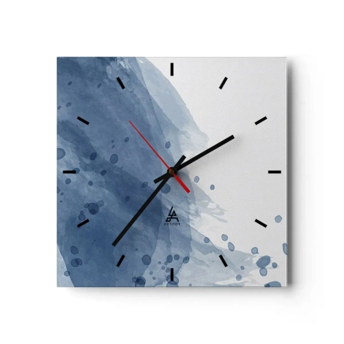 Zegar ścienny - Abstrakcyjne plamy i smugi w odcieniach niebieskiego - 30x30cm - Niebieski tiul - Nowoczesna dekoracja ścienna do salonu i sypialni ARTTOR