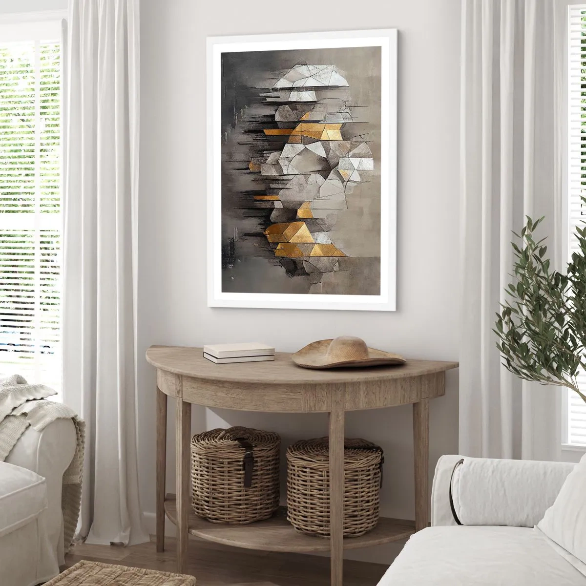 Plakat w białej ramie - Kompozycja z lodu i światła - 70x100 cm