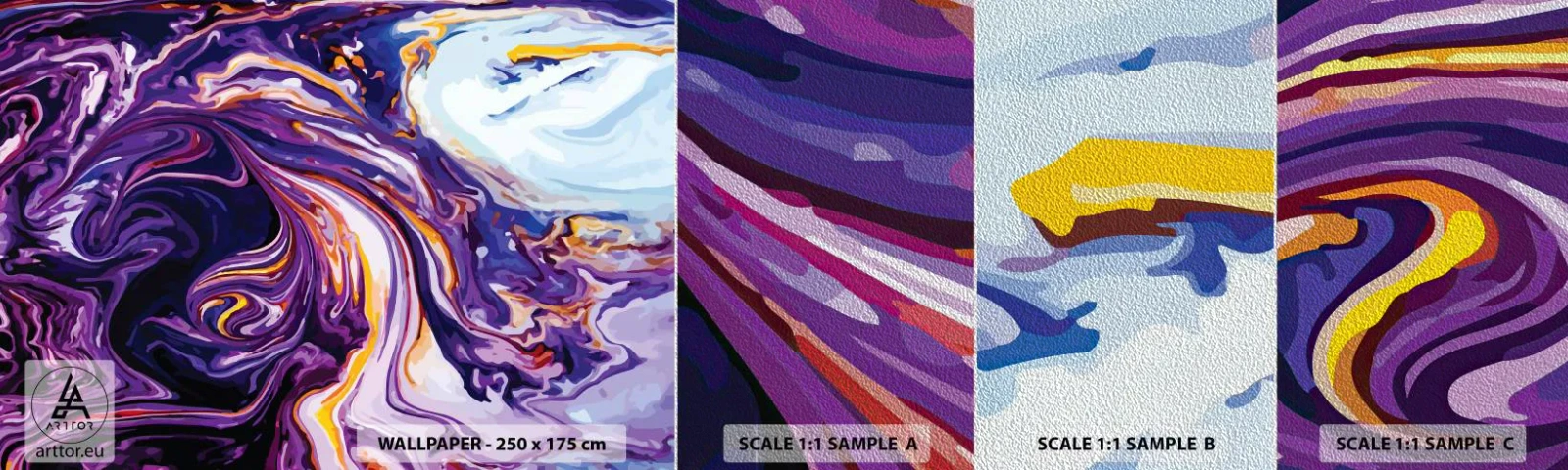 Fototapeta Próbka Premium Sand - Zagięcie przetrzeni we fiolecie - Abstrakcja, Sztuka, Nowoczesny Wzór - 100x30 cm