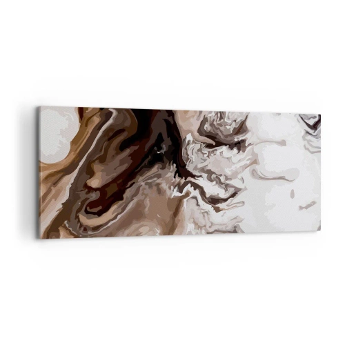 Obraz na płótnie - Abstrakcja w odcieniach brązu z dynamicznymi liniami - 120x50cm - Kontredans barw - Nowoczesna dekoracja ścienna do salonu i sypialni ARTTOR