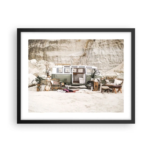 Plakat w czarnej ramie - Podróż czas zacząć - 50x40 cm