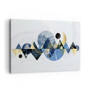 Obraz na płótnie - Abstrakcyjne geometryczne wzory z motywem gór - 120x80cm - Pejzaż geometryczny - Nowoczesna dekoracja ścienna do salonu, kuchni i sypialni ARTTOR