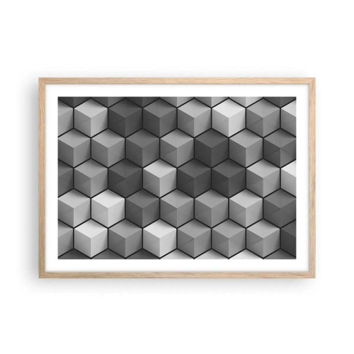 Plakat w ramie jasny dąb - Kubistyczna układanka - 70x50 cm