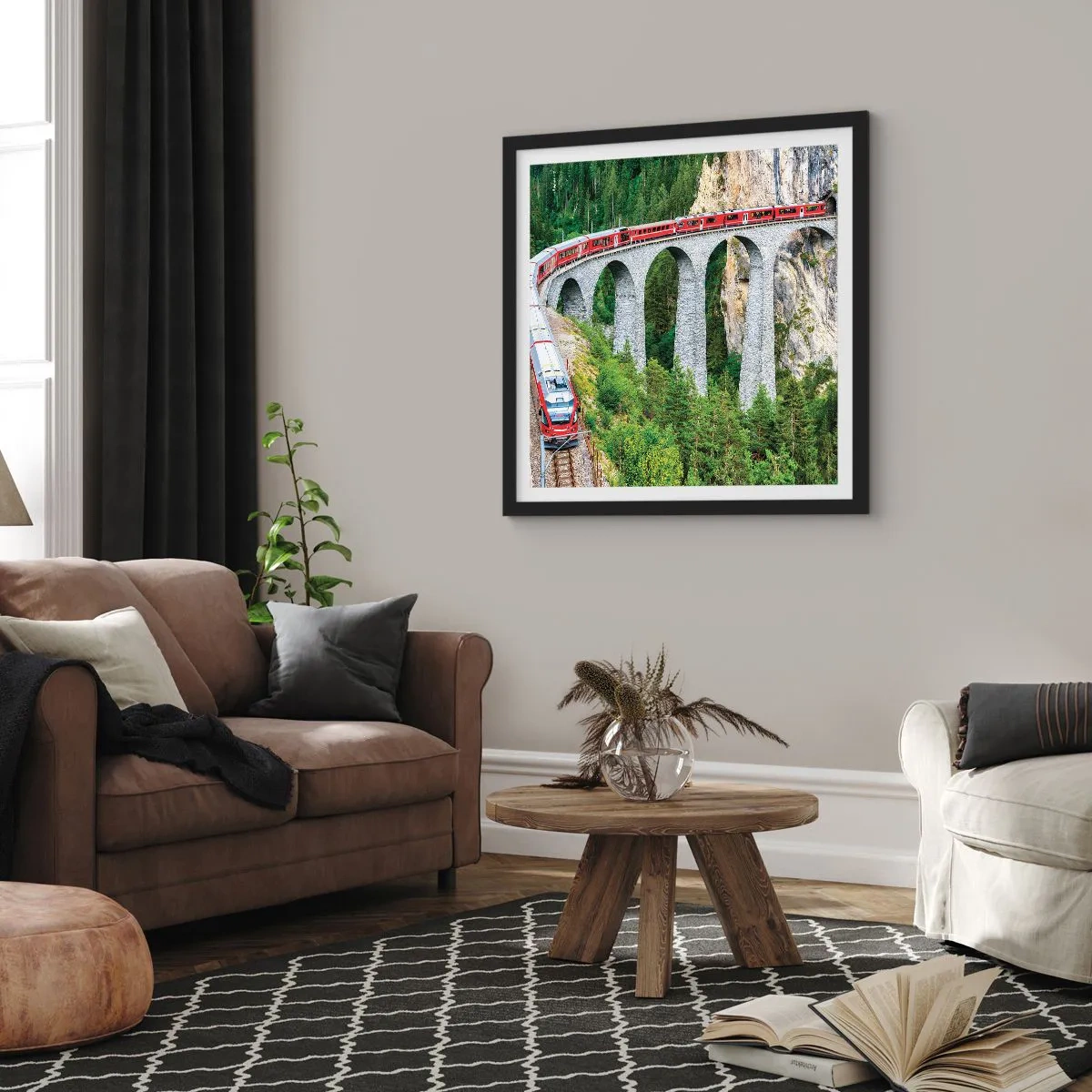 Plakat w czarnej ramie - Kolej na górskie widoki - 40x40 cm