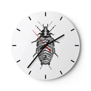 Zegar ścienny - Grafika owada w stylu ryciny na białym tle - 30x30cm - Co za okaz! - Nowoczesna dekoracja ścienna do salonu, kuchni i sypialni ARTTOR