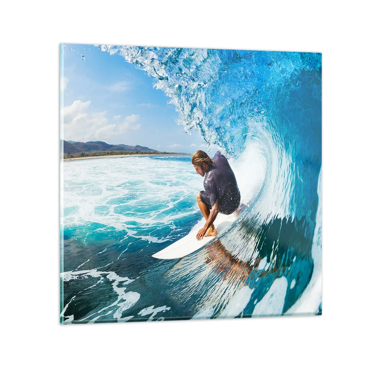 Obraz na szkle - Tańczący z falami - 60x60 cm