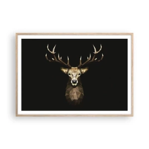 Plakat w ramie jasny dąb - Kubistyczny jeleń - 100x70 cm