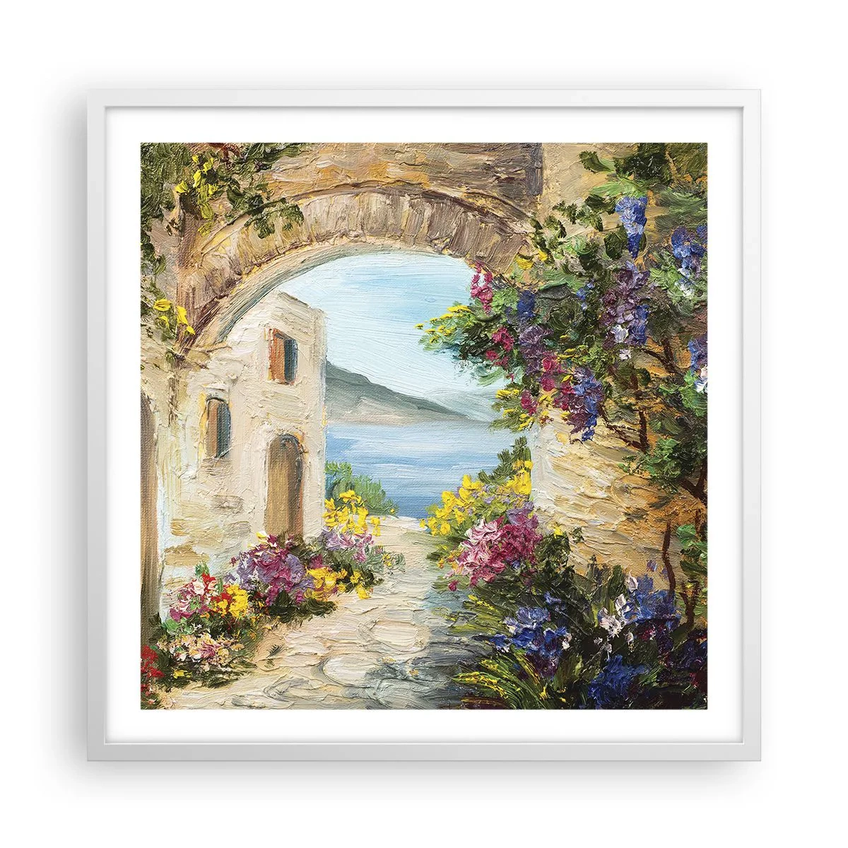 Plakat w białej ramie - Urok nadmorskiej prowincji - 60x60 cm