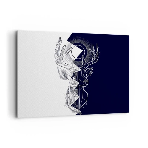 Obraz na płótnie - Geometria i natura w symbolicznej kompozycji - 100x70cm - Walka i jedność przeciwieństw - Nowoczesna dekoracja ścienna do salonu, kuchni i sypialni ARTTOR