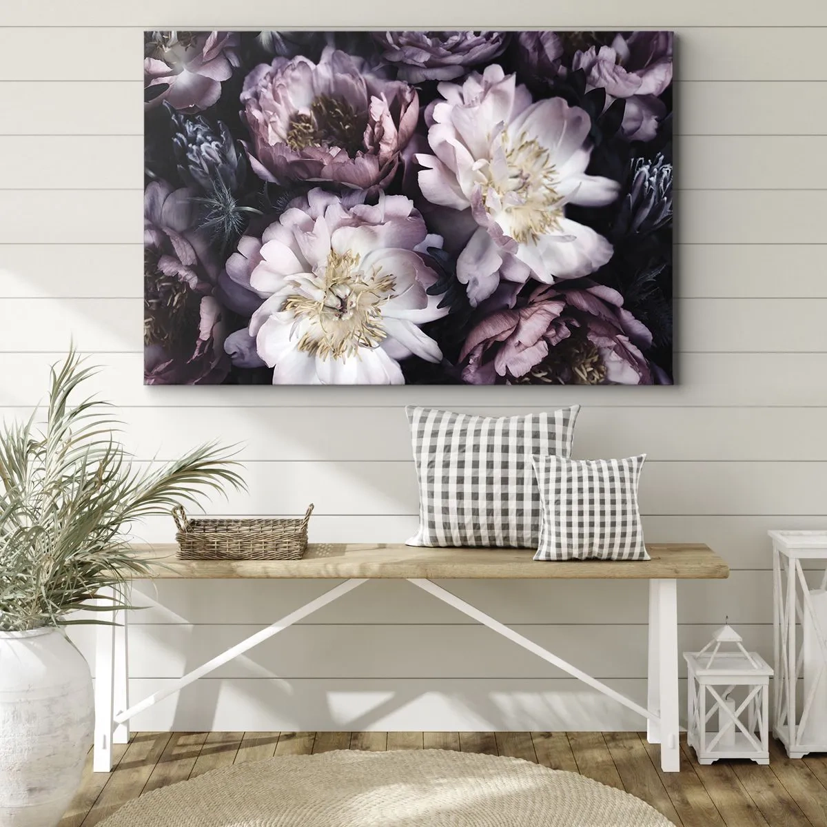 Obraz na płótnie - Kwiaty w delikatnych pastelowych odcieniach - 70x50cm - Bukiet w dawnym stylu - Nowoczesna dekoracja ścienna do salonu i sypialni ARTTOR