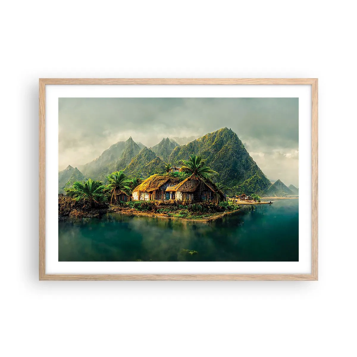 Plakat w ramie jasny dąb - Tropikalny raj - 70x50 cm