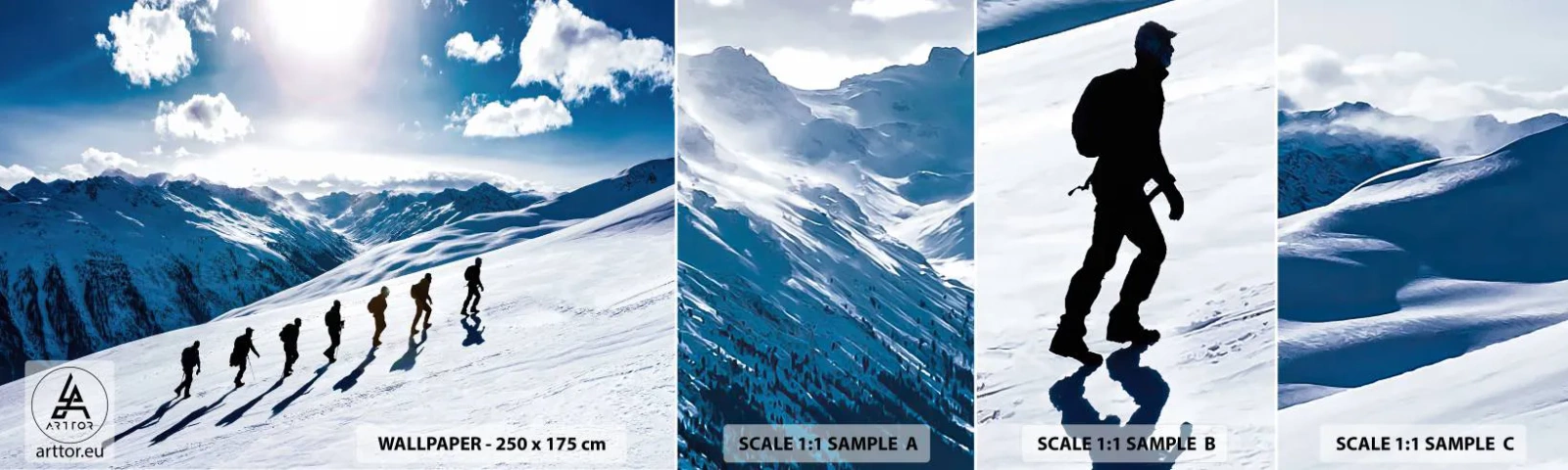 Fototapeta Próbka Samoprzylepna Deluxe Sticker - Drużyna zdobywców - Górska Wędrówka, Krajobraz, Alpy - 100x30 cm