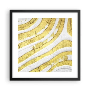 Plakat w czarnej ramie - Kompozycja w bieli i złocie - 40x40 cm