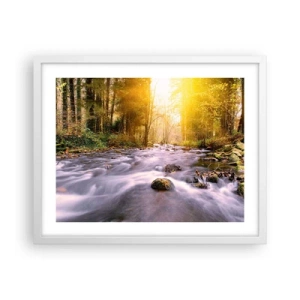 Plakat w białej ramie - Malachit w srebrno-złotej oprawie - 50x40 cm