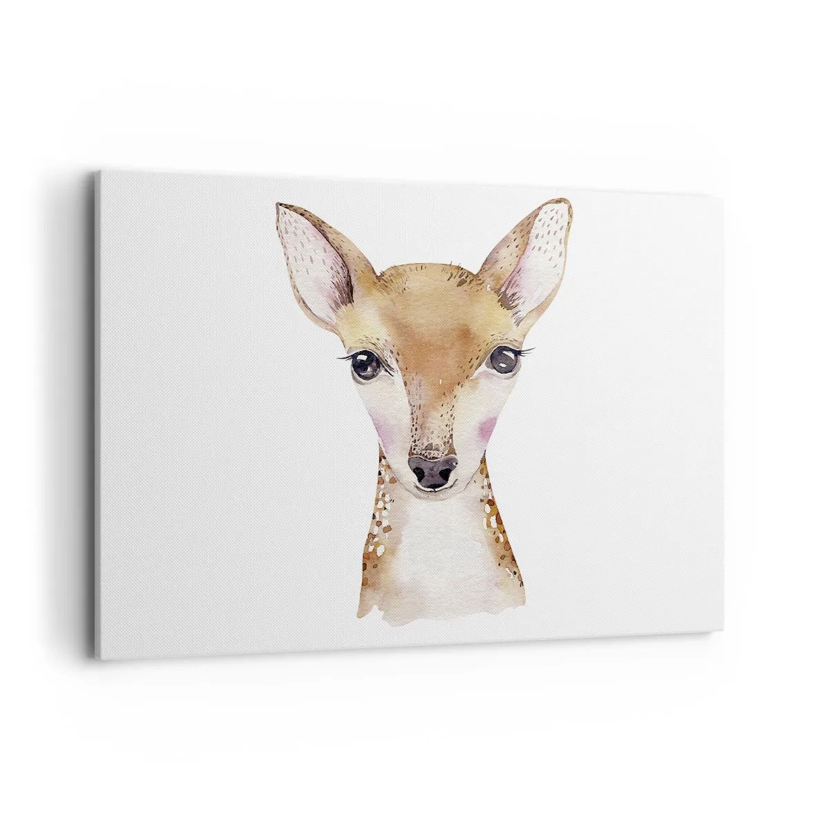 Obraz na płótnie - Portret akwarelowy młodej sarny na białym tle - 120x80cm - Natura niewinności - Nowoczesna dekoracja ścienna do salonu, kuchni i sypialni ARTTOR