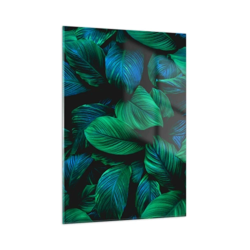 Obraz na szkle - Zbliżenie liści w intensywnych odcieniach zieleni - 50x70cm - W zielonym tłumie - Nowoczesna dekoracja ścienna do salonu, kuchni i sypialni ARTTOR