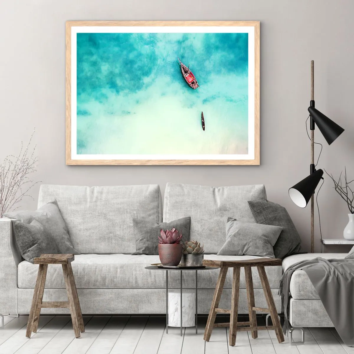 Plakat w ramie jasny dąb - Bo na plażach Zanzibaru, kiedy nadmiar wód… - 91x61 cm