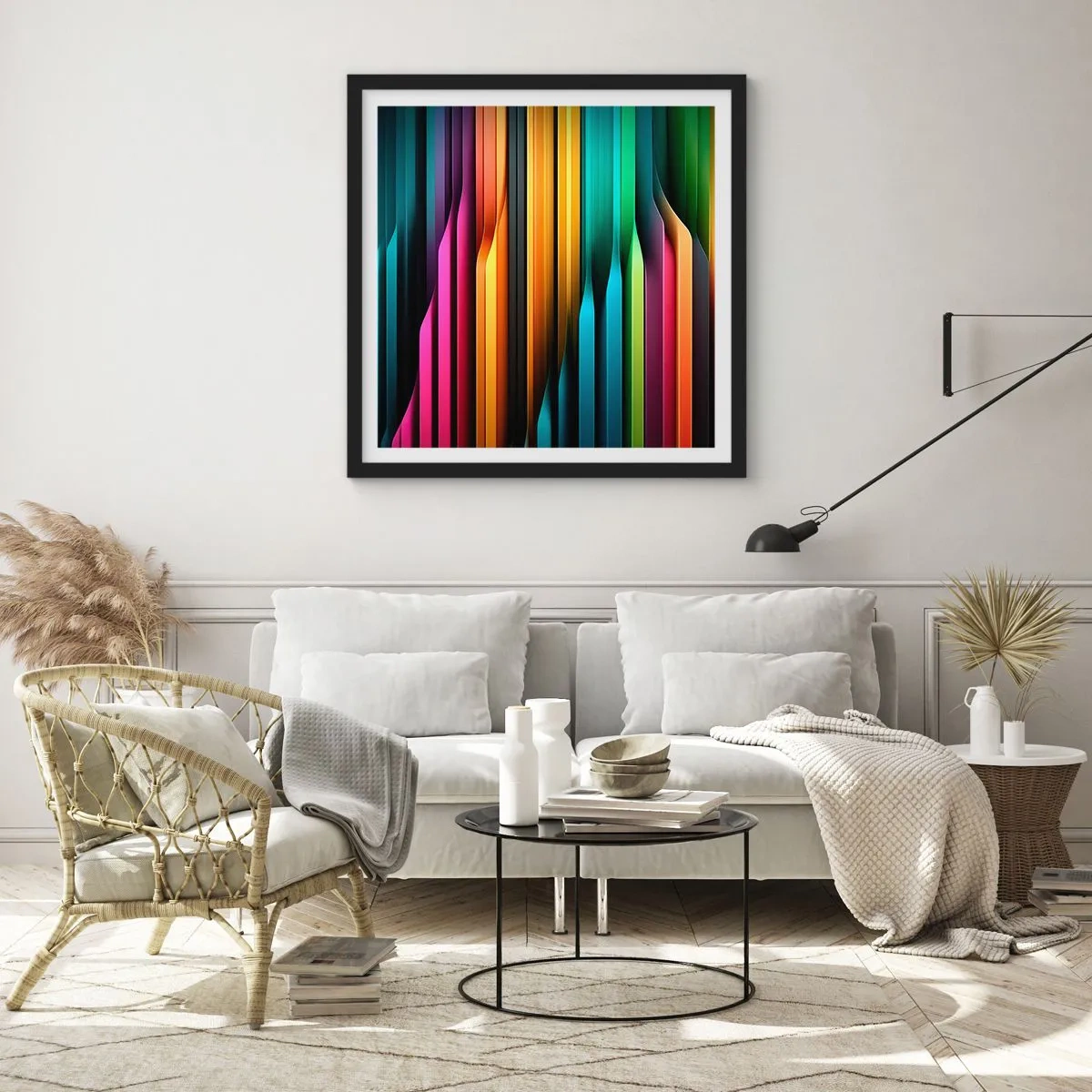 Plakat w czarnej ramie - Świetlne organy - 50x50 cm