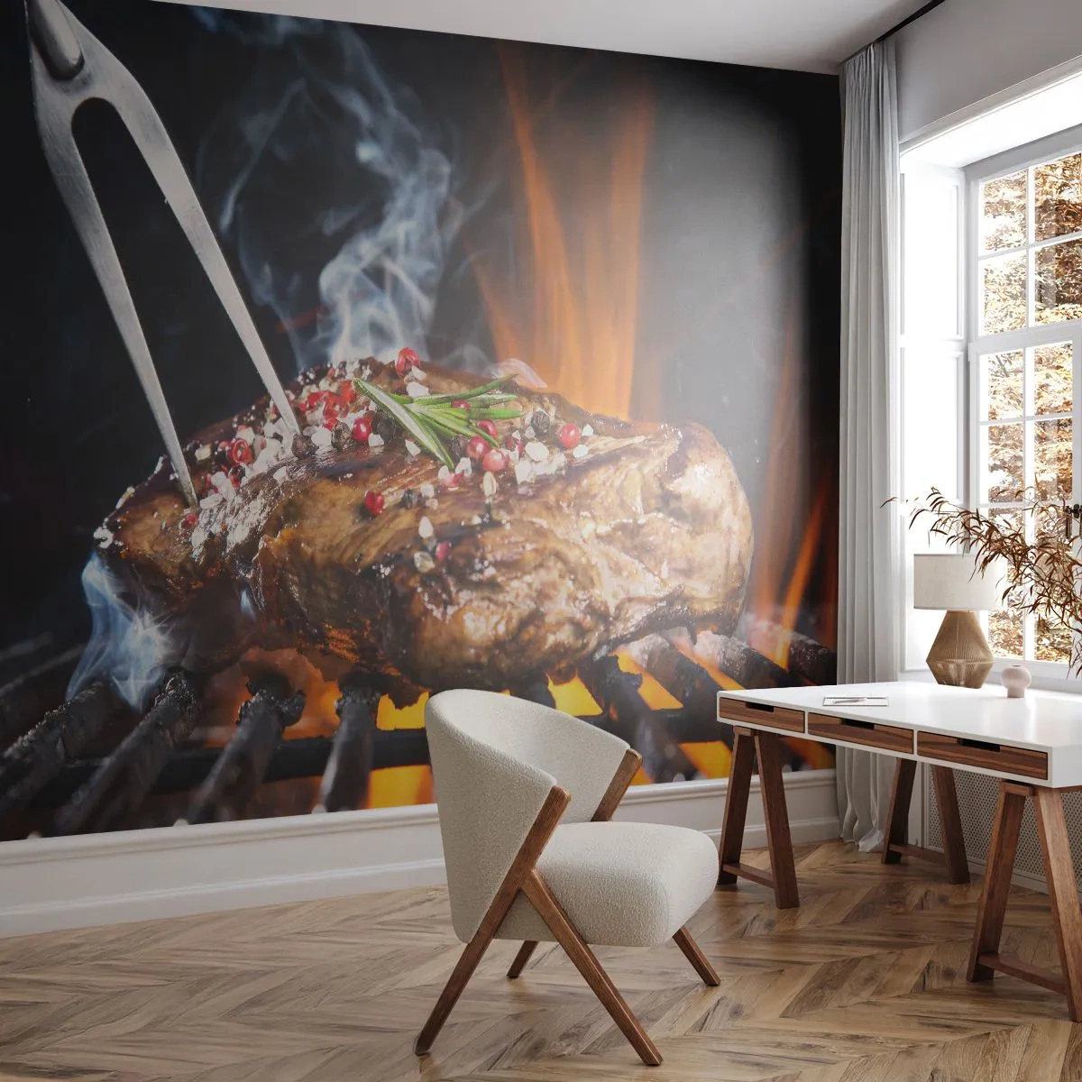 Fototapeta Samoprzylepna Deluxe Sticker - Soczyste i wonne - Gastronomia, Stek, Grill - 250x175 cm