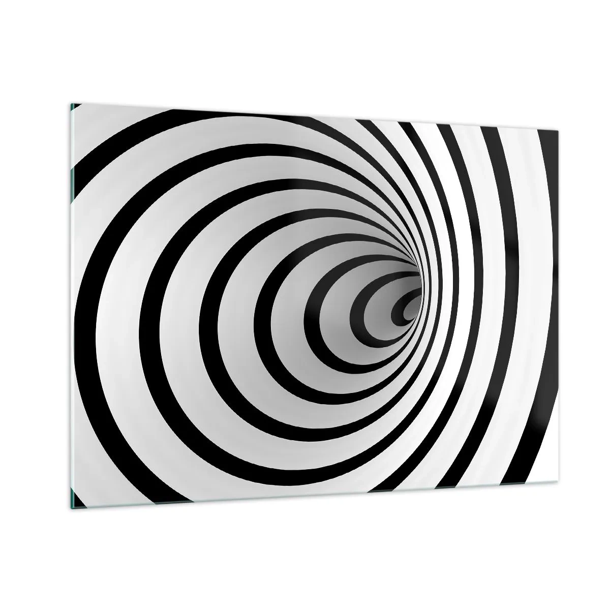 Obraz na szkle - Abstrakcyjny wzór spirali w czerni i bieli - 100x70cm - Też nie możesz się oprzec? - Nowoczesna dekoracja ścienna do salonu, kuchni i sypialni ARTTOR