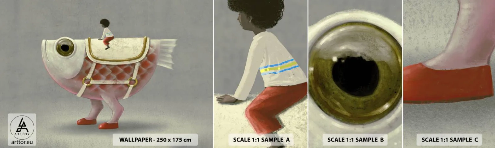 Fototapeta Próbka Samoprzylepna Deluxe Sticker - Ryboński jeździec - Abstrakcja, Ryba, Dla Dzieci - 100x30 cm