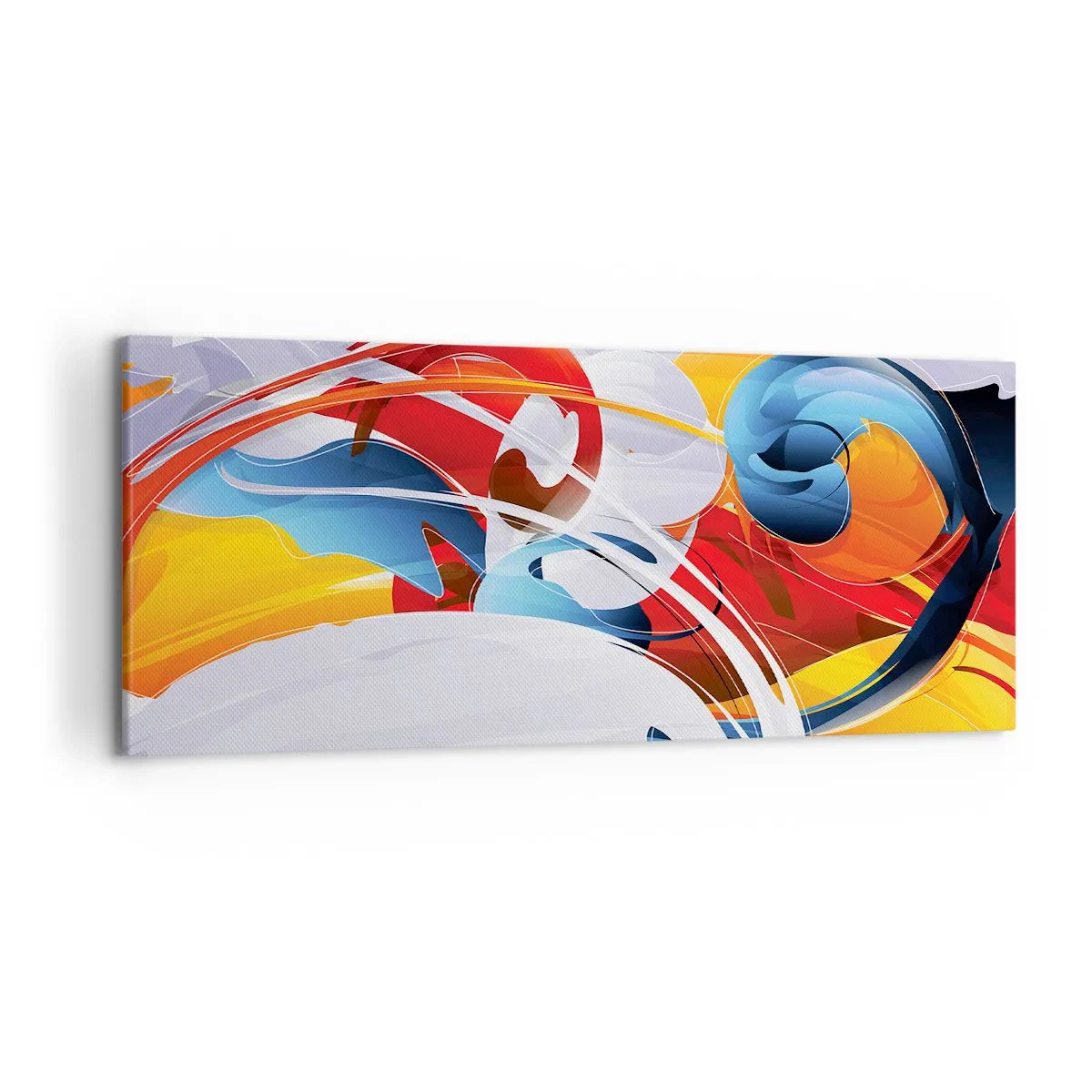 Obraz na płótnie - Kolorowa abstrakcja z dynamicznymi liniami i żywymi barwami - 120x50cm - Taniec żywiołów - Nowoczesna dekoracja ścienna do salonu i sypialni ARTTOR