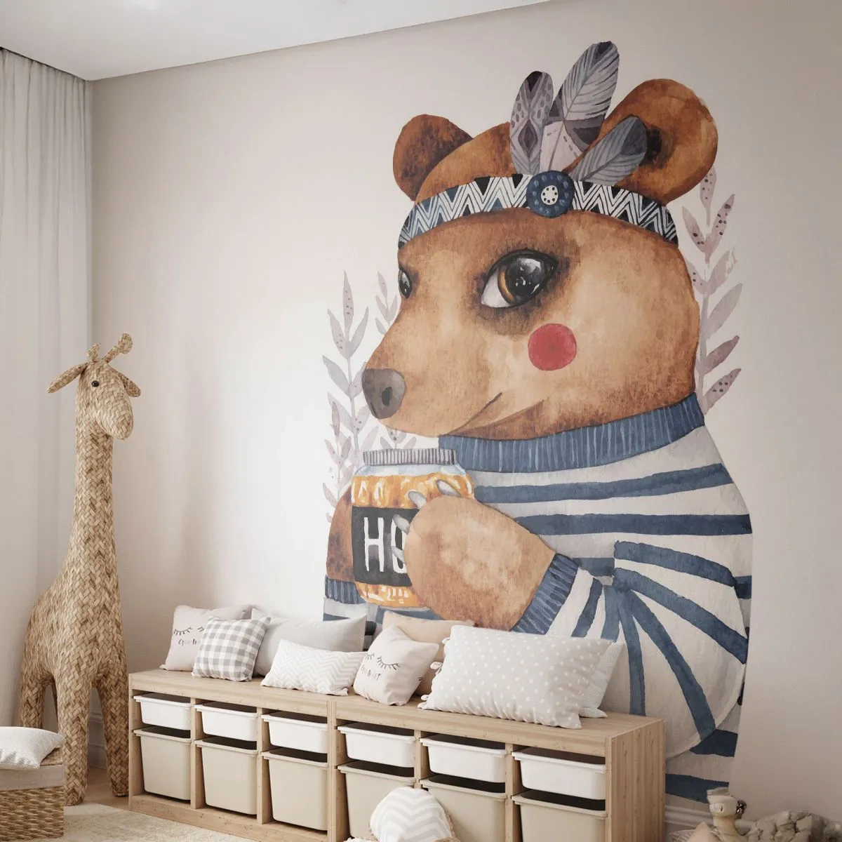 Fototapeta Samoprzylepna Deluxe Sticker - Słodka Misia - Abstrakcja, Dla Dzieci, Niedźwiedź - 350x256 cm