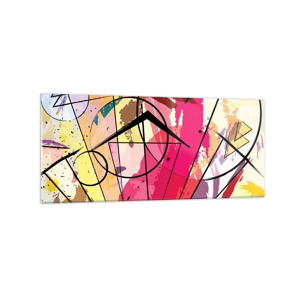Obraz na szkle - Abstrakcja z liniami i geometrycznymi kształtami - 120x50cm - Eksplozja - Nowoczesna dekoracja ścienna do salonu i sypialni ARTTOR