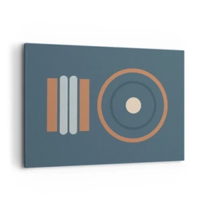 Obraz na płótnie - Geometryczna kompozycja z okręgami i prostokątami w stonowanych barwach - 100x70cm - Istota rzeczy - Nowoczesna dekoracja ścienna do salonu, kuchni i sypialni ARTTOR